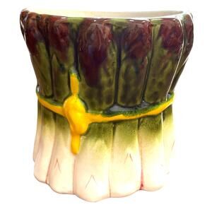 Asparagus wall pocket made in Italy hand painted ceramic hanging kitchen vase